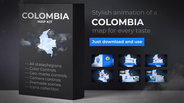 Colombia Map Animation- Republic of Colombia Animated Map Kit