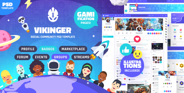 Vikinger - Social Network and Marketplace PSD Template