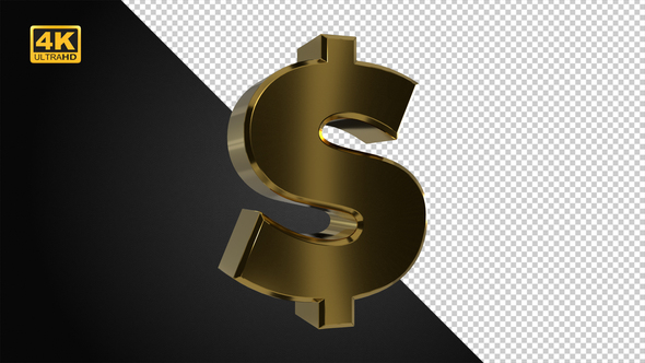 Golden Rotating Dollar Symbol - 4K