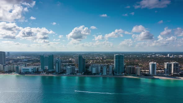 Hyperlapse Hollywood Florida coastline sunny day