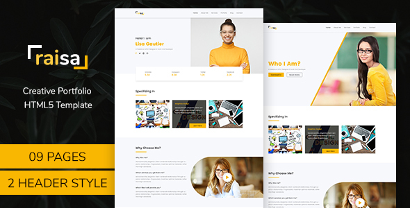 Raisa - Multipurpose Business Agency/Personal Portfolio HTML5 Bootstrap4  Template