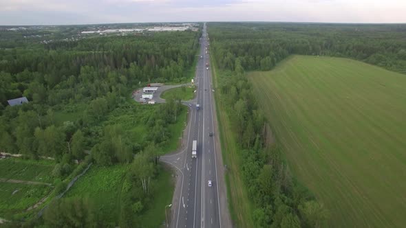 Flying Over the Road in the Countryside, Russia