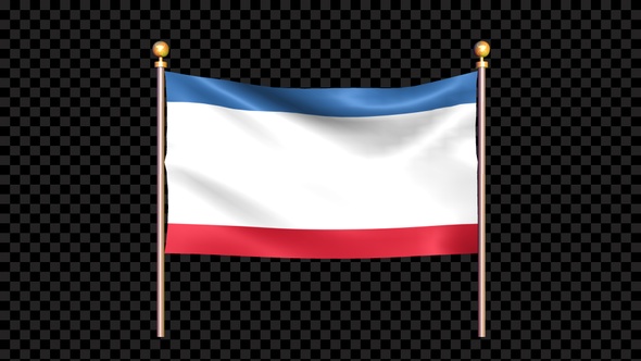 Flag Of Crimea Waving In Double Pole Looped