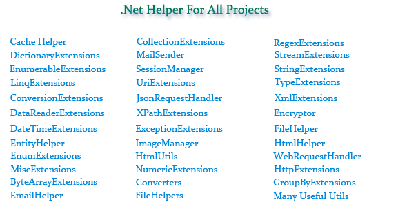 C#.Net & .Net Core Helper For All Projects