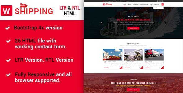 W-Shipping -The Multipurpose Shipping, Cargo and Logistics HTML5 Template