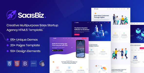 SaasBiz - Saas Startup HTML Template