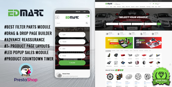 Edmart - Auto Parts &  Cars Store Prestashop Theme for Supermarket