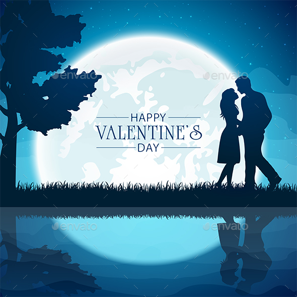 Valentines Theme with Couple on Night Background
