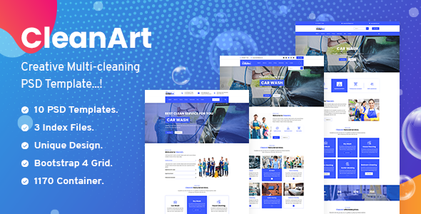 Cleanart - Housekeeping, Washing & Cleaning Company PSD Template