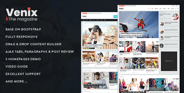 Venix - Responsive Magazine News Drupal 8.8 Theme