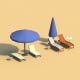 Low Poly Sunbeds and Umbrellas - 3DOcean Item for Sale