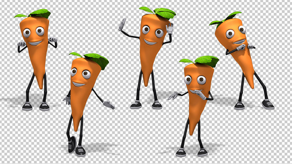 Dancing Carrot Cartoon 3d Character (5-Pack) alt