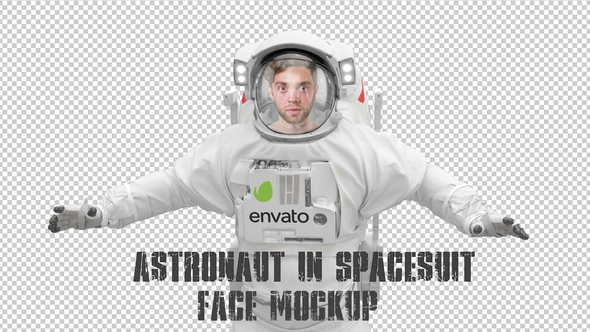 Astronaut in Spacesuit Face Mock up alt