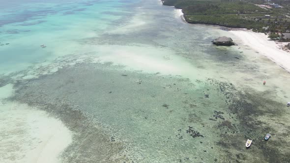 Aerial View of a House on Stilts in the Ocean on the Coast of Zanzibar Tanzania Slow Motion