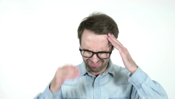 Man with Headache White Background