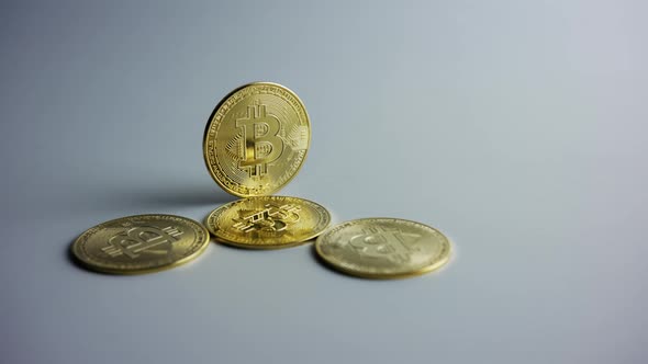 Bitcoins on a White Background