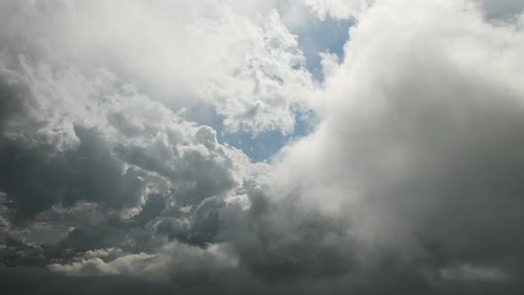 Time Lapse of Changing Clouds on a Blue Sky Before a Thunderstorm. Rolling Swirling Clouds at a