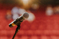 Close Up of Microphone Standing at Stage Before Concert - PhotoDune Item for Sale