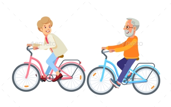 Happy Mature Couple Going Biking Together