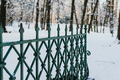 Metallic Fence On Snow Covered Land - PhotoDune Item for Sale