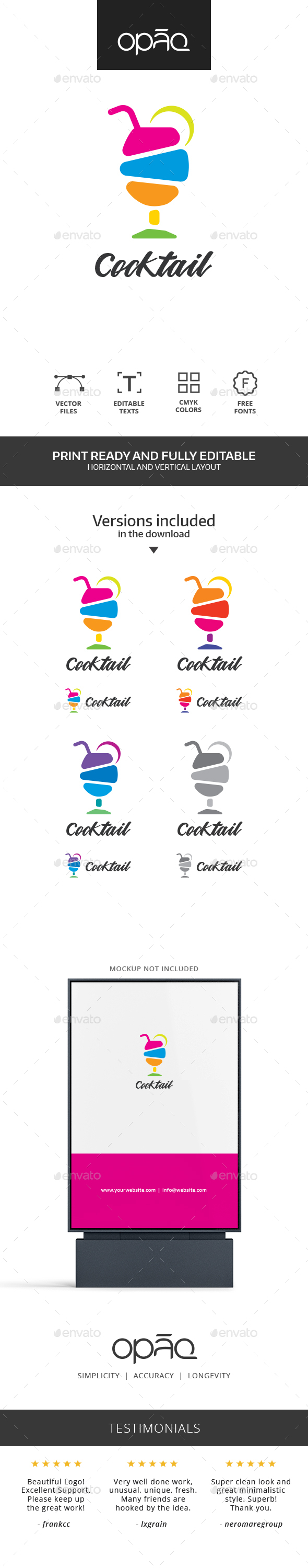 Colorful Cocktail Bar Logo