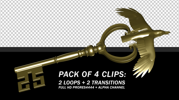 Magic Key - Gold Bird - Pack of 4 alt
