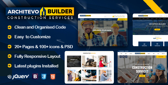 Architevo Builder Construction HTML5 Bootstrap Templates