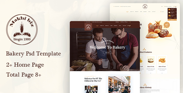 Makhbiz - Bakery, Cake and Pastry Shop PSD Template