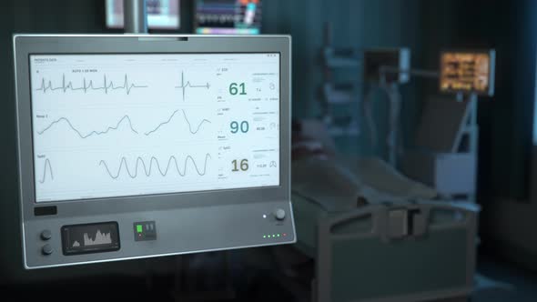 Modern Pulse Testing Device At Hospital Shows Patient Dying From Illness alt