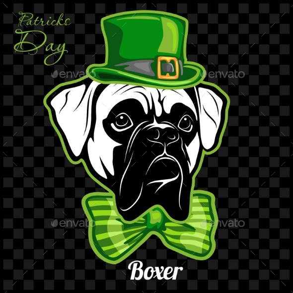 Head of a Boxer Dog and Elements of St. Patricks