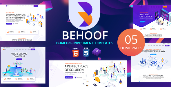Behoof – Isometric Investment Website HTML Templates