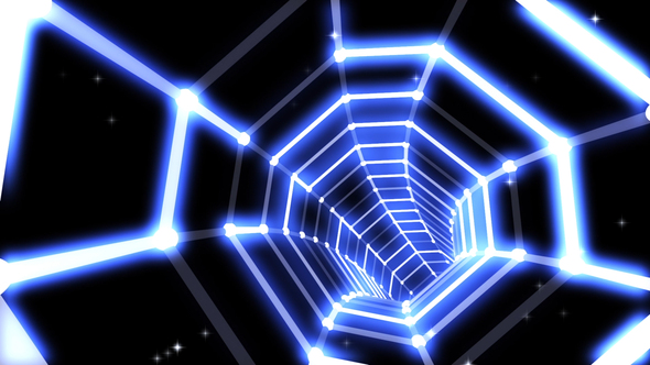 Tunnel White Neon Grid