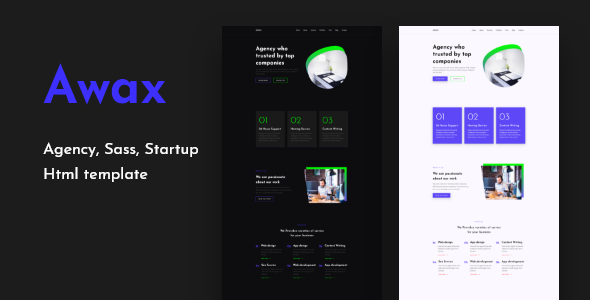 Awax - Agency, Sass, Startup HTML template