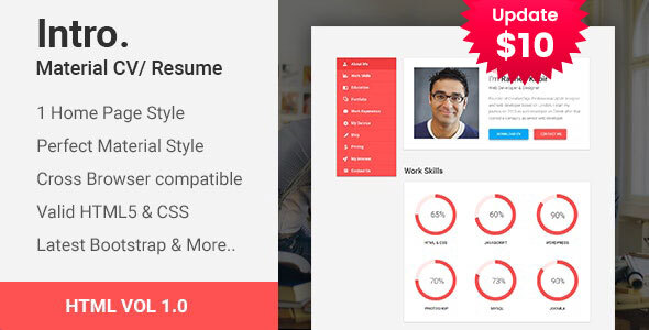 Intro | Material CV/Resume HTML template