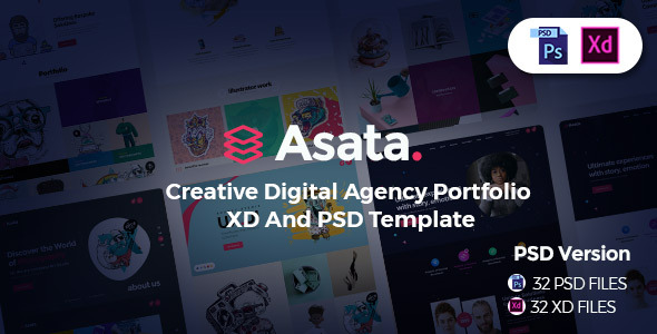 Asata - Creative Digital Agency Portfolio XD & PSD Template