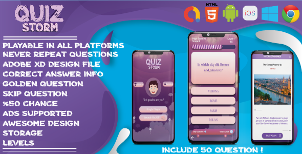 Quiz Game Storm - HTML5 Quiz App