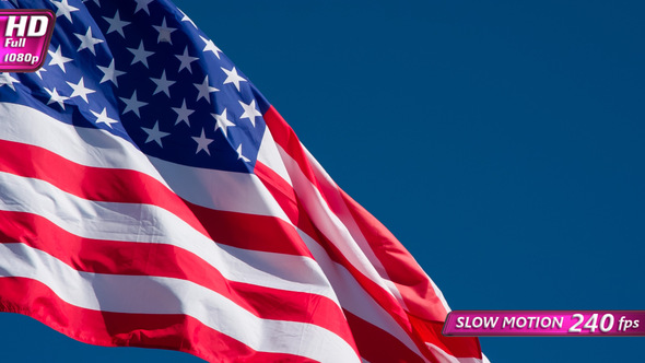 Flag Of Usa Waving On Sun