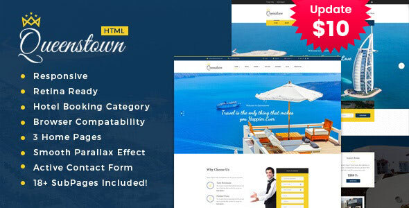 QueensTown - Resort and Hotel HTML Template