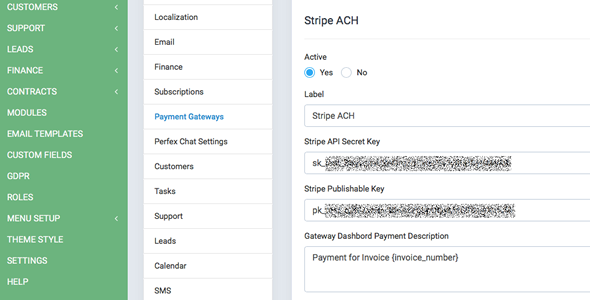 Stripe ACH module for Perfex CRM