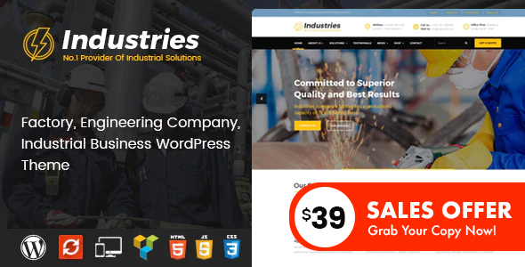 Industries - Factory and Industrial Business WordPress Theme