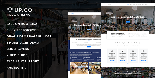 Up.Co - Creative Office Space &amp; Business Drupal 8.6 Theme