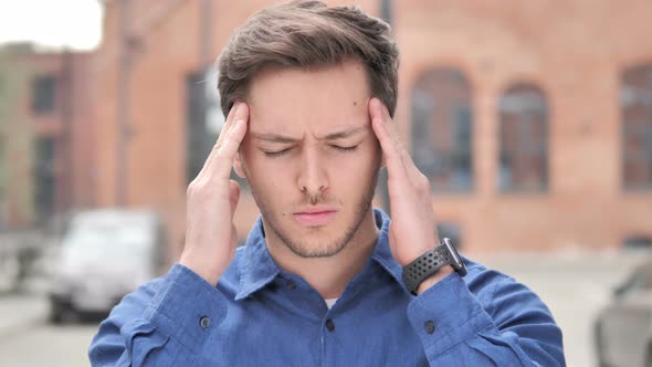 Headache, Stressed Young Man Feeling Uncomfortable