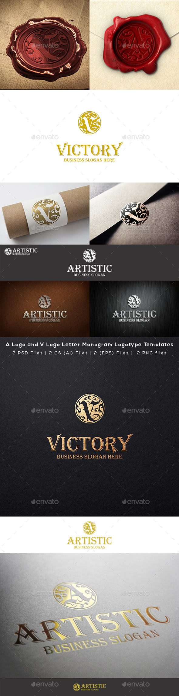 A Logo and V Logo Letter Monogram Logotype Templates