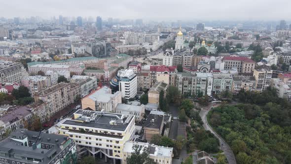 Cityscape of Kyiv, Ukraine. Aerial View, Slow Motion