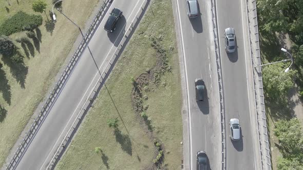 Kyiv. Ukraine: Road Junction. Aerial View, Flat, Gray