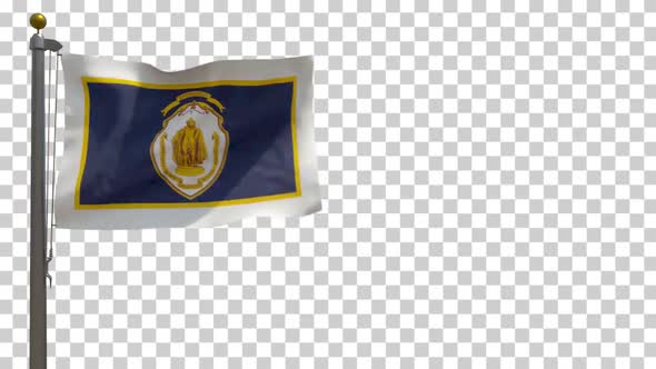 Springfield City Flag (Massachusetts, USA) on Flagpole with Alpha Channel - 4K