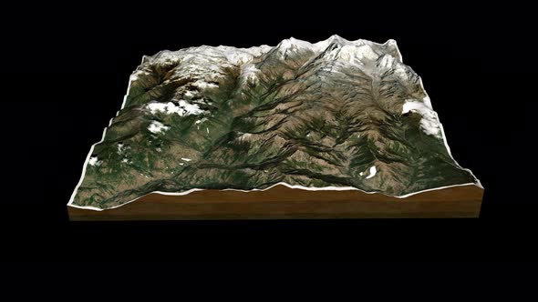 Himalayas terrain map 3D render 360 degrees loop animation