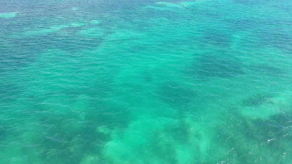 Aerial of the blue ocean around the Florida Keys