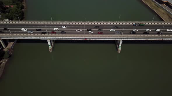 Urban Traffic Jam on a Car Bridge with Copy Space