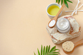 Cream and olive oil for body care. Background image with free space for text. - PhotoDune Item for Sale